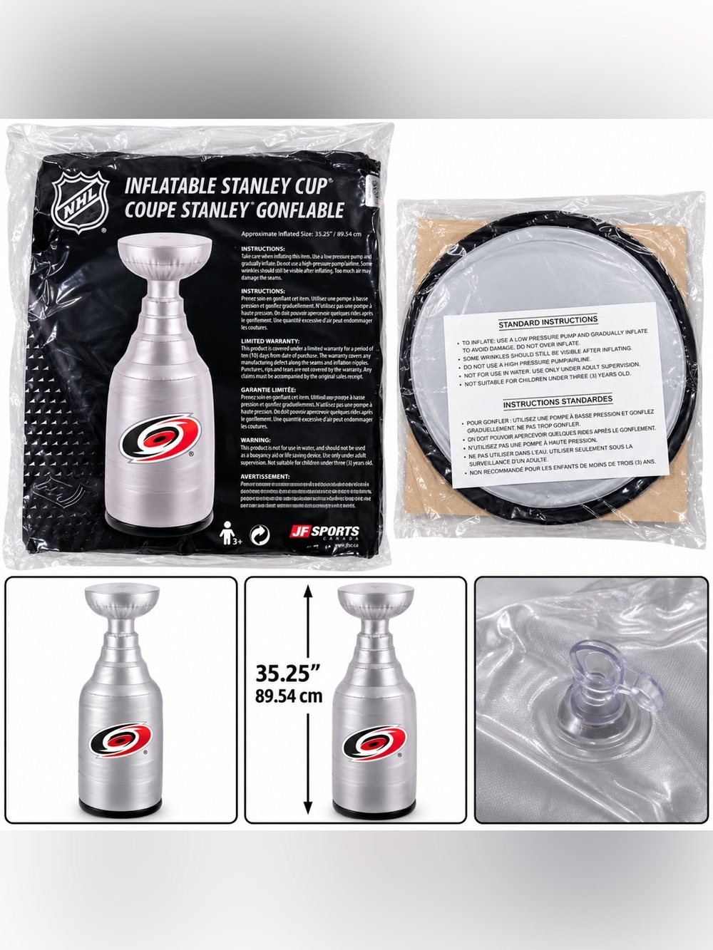 NHL Silver Inflatable Stanley Cup with Carolina Hurricanes Logo